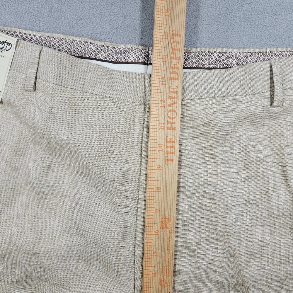 Murano Baird McNutt Linen Dress Pants Mens 44x30 Beige Zac Classic Fit Big Man